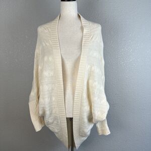 White Warren Dolman Sleeve Cable Knit Cardigan Sweater Size Small Ivory Cashmere